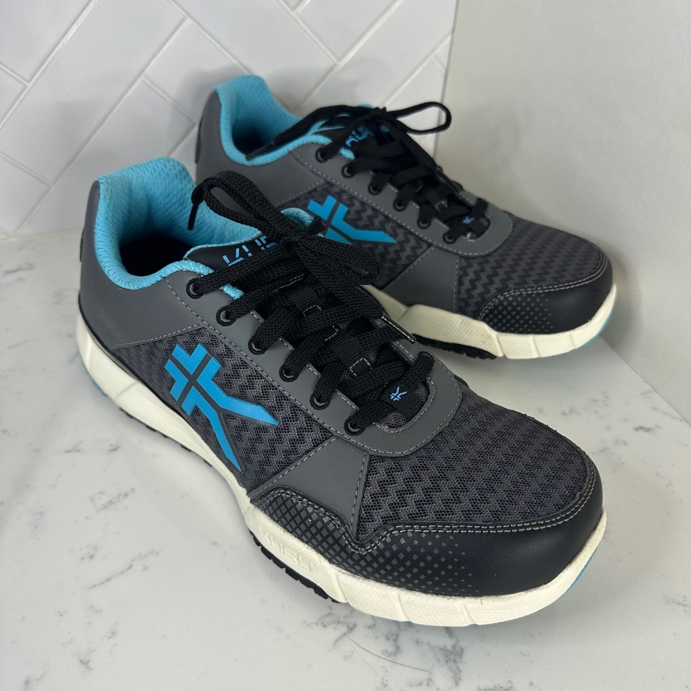 Kuru Quantum Womens 10.5 Wide Orthopedic Walking Sneakers Grey Blue Black